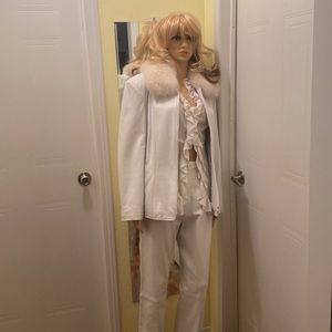 White leather Ski Lodge Wear I call it “the Snow Bunny “